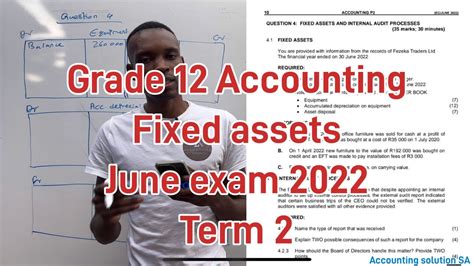 Grade 12 Accounting Term 2 Fixed Assets With Assets Disposal Paper 2 June Exam Youtube