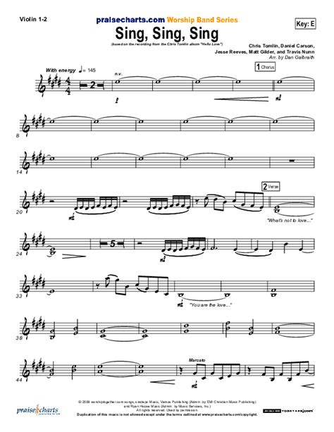 Sing Sing Sing Violin Sheet Music Pdf Chris Tomlin Praisecharts