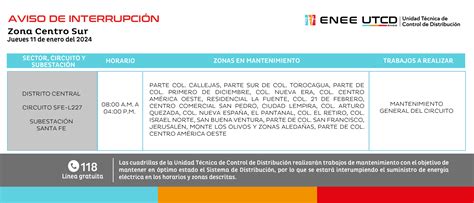 Enee Anuncia Cortes De Energ A Para Este Jueves De Enero