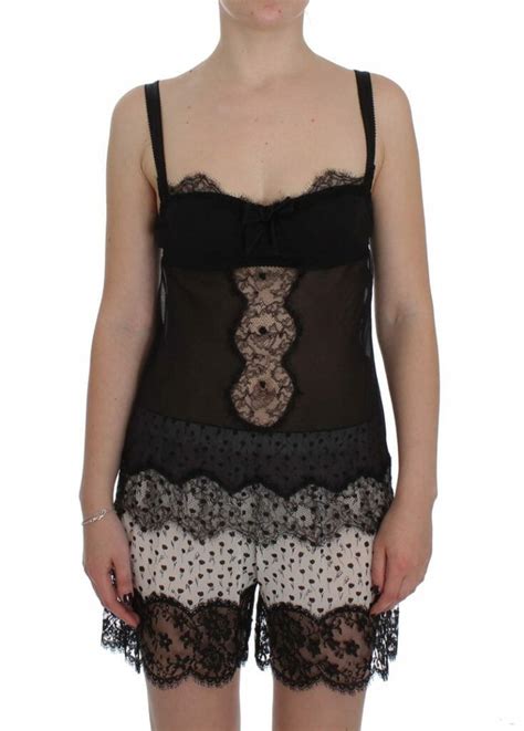 Black Silk Floral Lace Lingerie Top Stockstories