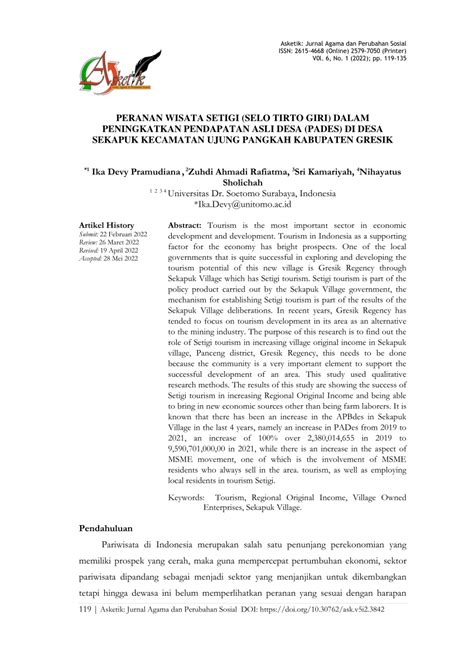 Pdf Peranan Wisata Setigi Selo Tirto Giri Dalam Peningkatkan