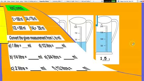 Capacity litres and millilitres - YouTube