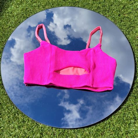 Alice Pink Underboob Cut Out Ribbed Lined Bikini Top Etsy