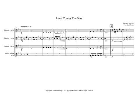 Here Comes The Sun Arr Carl Raven By The Beatles Sheet Music For