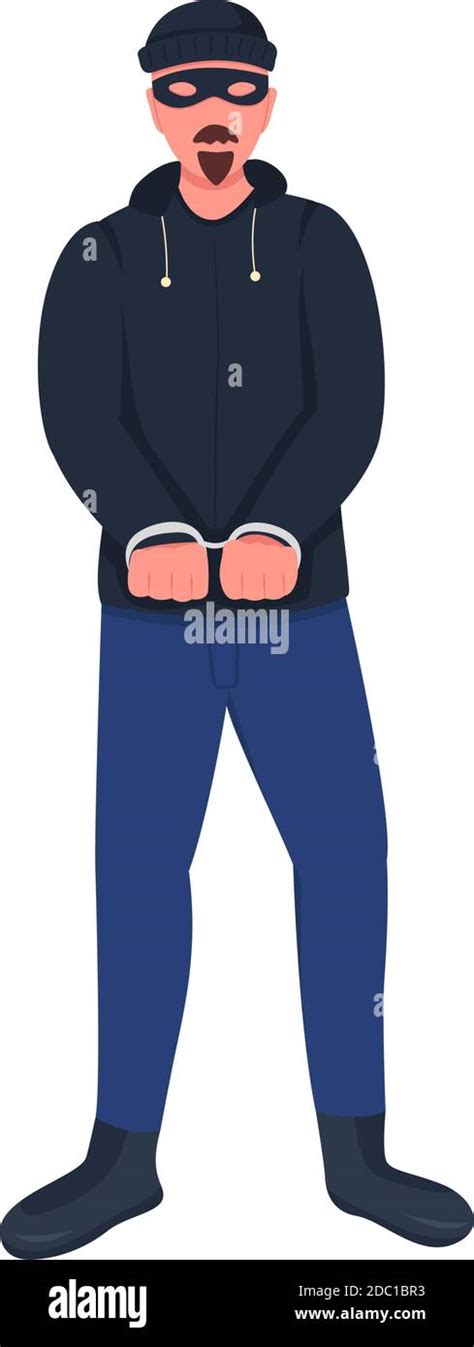 Robber in handcuffs flat color vector faceless character Stock Vector ...