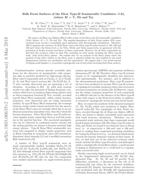 Pdf Bulk Fermi Surfaces Of The Dirac Type Ii Semimetallic Candidates