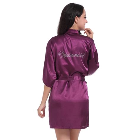 Bridesmaid Robe On The Back Silk Satin Wedding Bridesmaids Robe Solid