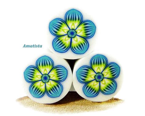 Amatista Polymer Clay Canes Blue Green Floral Murrina