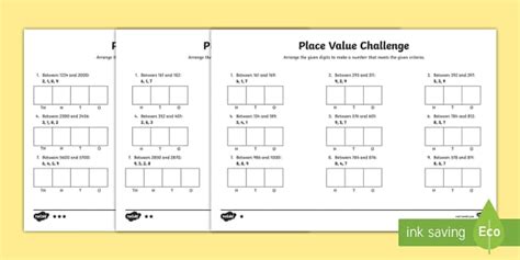 Ks2 Place Value Challenge Worksheet Primary Resource