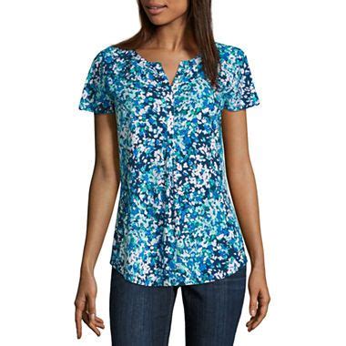 Buy Liz Claiborne Flutter Sleeve Floral Knit Top Tall Today At