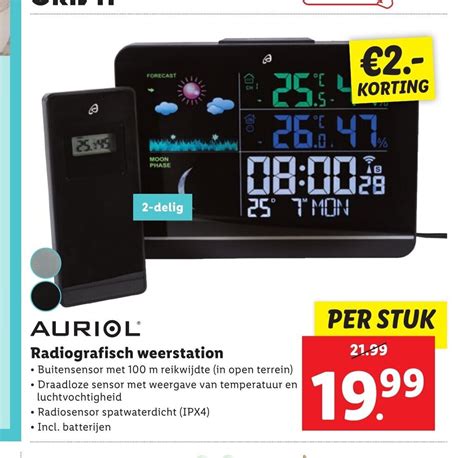 Auriol Radiografisch Weerstation Aanbieding Bij Lidl