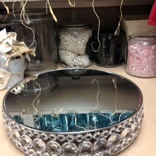 Z Mirror Round Silver Stand With Jeweled Edge For The Love Of