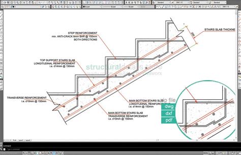 Step Reinforcement Detail On A Slab Stairs Cross Section