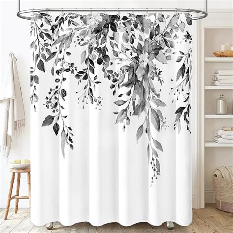 Extra Long Shower Curtain 84 Inch Floral Heavy Duty Fabric Shower