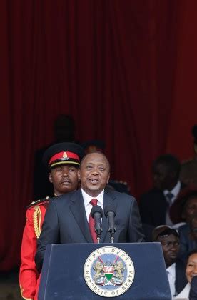 Kenyan President Uhuru Kenyatta C Gives Editorial Stock Photo Stock