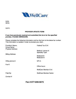 Fillable Online Non Participating Provider Load Process Form Wellcare