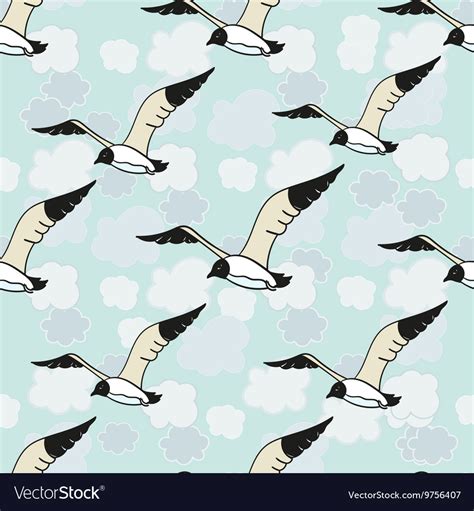 Seagull Seamless Pattern Royalty Free Vector Image