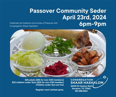 Passover Community Seder Event Congregation Shaar Hashalom