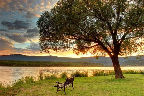 Hd Wallpaper Summer Lake Relaxing Park Evening Sunset Chill