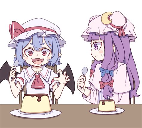 Safebooru 2girls Absurdres Ascot Bangs Bat Wings Blue Bow Blue Hair