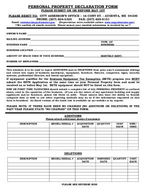 Fillable Online Personal Property Declaration Form Fax Email Print