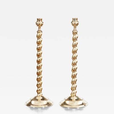 Pair Of Tall Brass Barley Twist Candlesticks