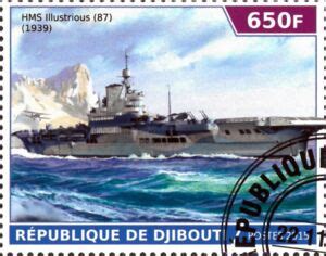 Stamp Hms Illustrious Djibouti Illegal Stamps Djibouti