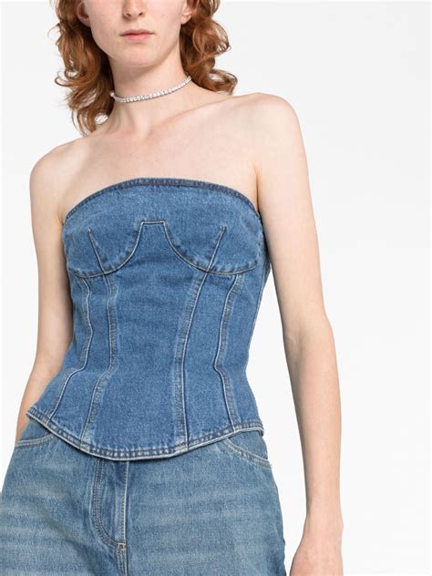 Magda Butrym Strapless Denim Corset Top Farfetch