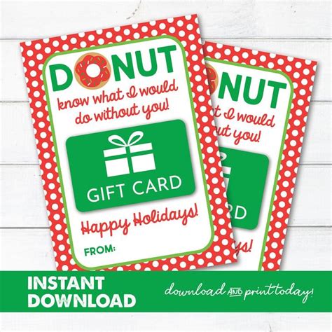 Donut Shop Gift Card Holder, Christmas Gift Card, Holiday Gift, INSTANT ...