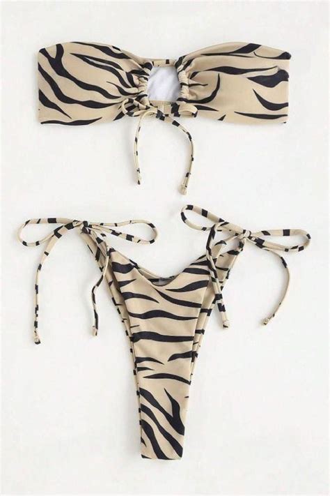 Lightmoon Zebra Şeritli Bandeau Yandan Bağlamalı Bikini Mayo Fiyatı Yorumları Trendyol