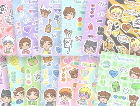 Seventeen Kpop Individual Member Sticker Sheets Etsy