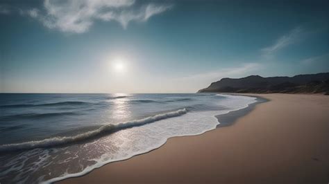 Bela paisagem marinha dunas de areia e ondas do mar ao pôr do sol