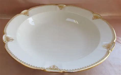 PLAT DE SERVICE rond creux porcelaine Limoges Haviland décor or EUR 48