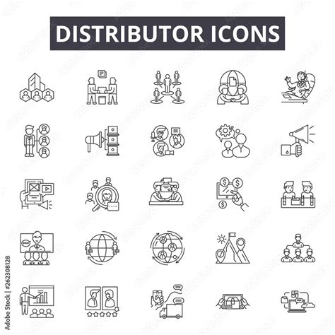 Distributor Line Icons Signs Set Vector Distributor Outline Concept