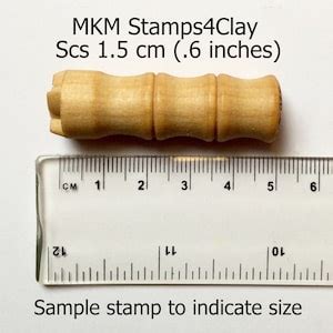 Scs Small Round Wood Pottery Stamp Fish Etsy