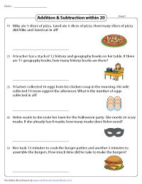 Addition And Subtraction Word Problems Worksheets