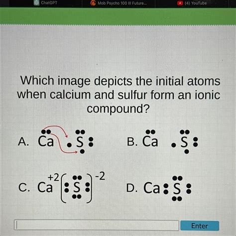 Which Image Depicts The Initial Atoms When Calcium And Sulfur Form An Ionic Compound A B C D