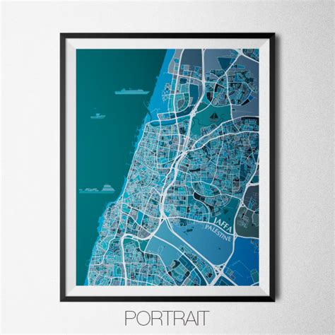 Jaffa Palestine Map Print Modern Contemporary Chroma Color | Etsy