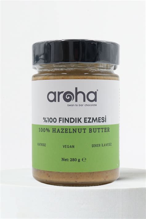 AROHA Glutensiz Şekersiz Doğal Fındık Ezmesi 100 FINDIK Vegan