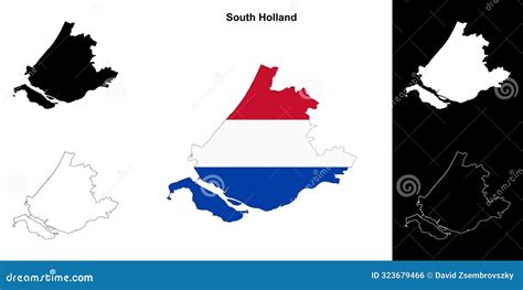 South Holland outline map stock vector. Illustration of blank - 323679466