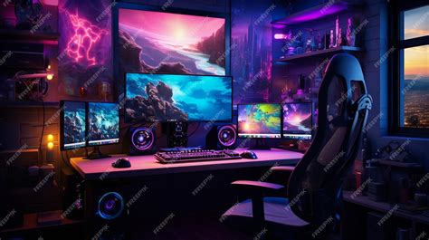 Premium AI Image | gaming aesthetic gamer playing game in the room ...