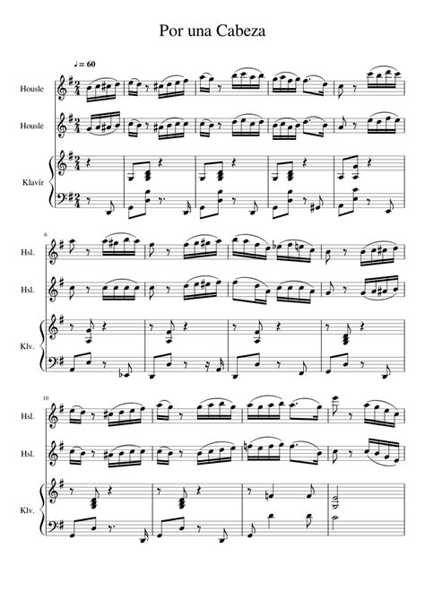 Por Una Cabeza Duo Violin Piano Sheet Music For Violin Piano