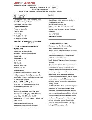 Fillable Online Hydrogen Chloride Hcl Afrox Fax Email Print Pdffiller