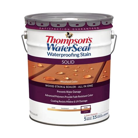 Thompson S WaterSeal 5 Gal Solid Woodland Cedar Waterproofing Stain