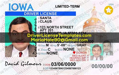 Iowa Drivers License Template Psd