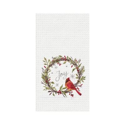 C F Home Joy Cardinal Embroidered Waffle Weave Kitchen Towel Target