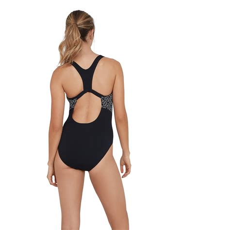 Speedo Boomstar Splice Flyback Womens Swimsuit Blackwhite Run Charlie