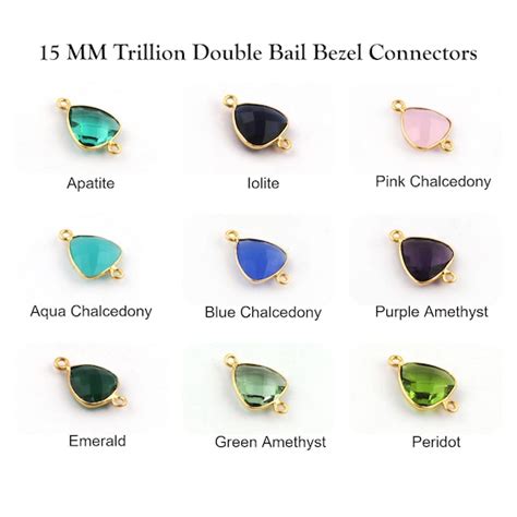 Double Bail Gold Plated Bezel Emerald Bezel Connectors BO8D Finding