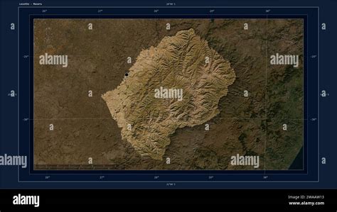 Lesotho Highlighted On A Low Resolution Satellite Map Map With The