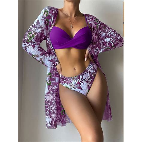 Bikini Tres Piezas Traje De Ba O Nuevo Femenino Conjunto De Bikinis Sexy Push Up Mujeres